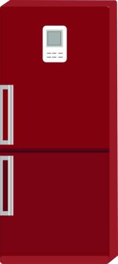 Kırmızı buzdolabı beyaz arkaplanda izole edildi