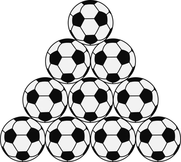 Soccer Ball Football Stacked Isolated White Background — Stock vektor