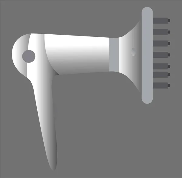 Hair Dryer Brush Illustration Gray Color Gray Background — Vetor de Stock