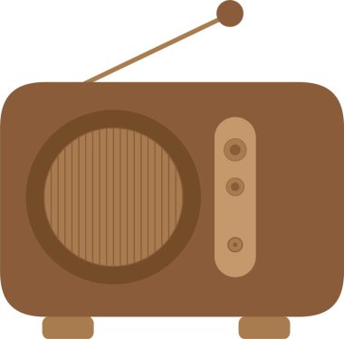 Retro radyo kahverengi rengi ayarladı. beyaz arkaplan