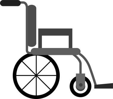 Tıbbi tekerlekli sandalye ikon vektörü. beyaz arkaplan