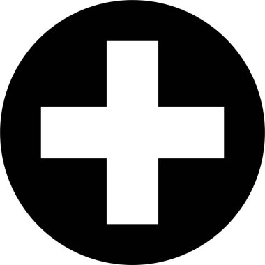 cross symbol icon black circle background. vector