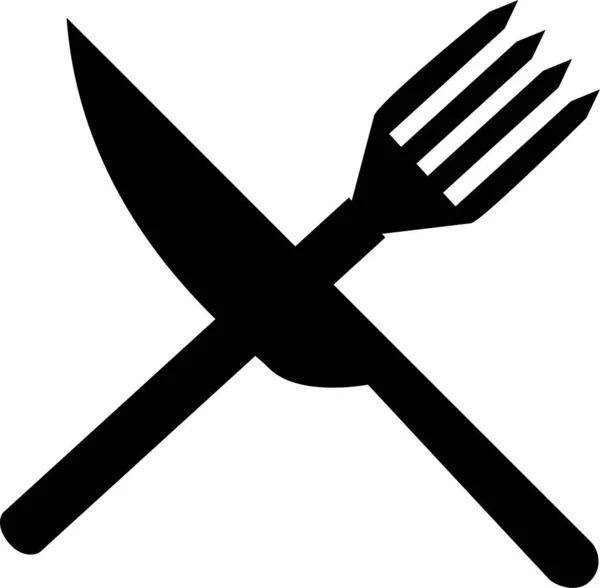 Cooking Icon Knife Fork White Backround — Stock Vector