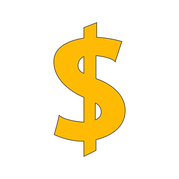 Dollar Symbool Pictogram Gele Kleur Witte Achtergrond — Stockvector