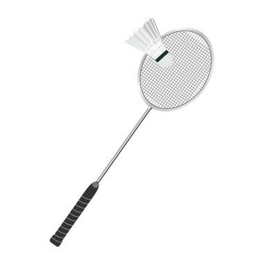 Badminton Raket ve Mantar. beyaz arkaplan