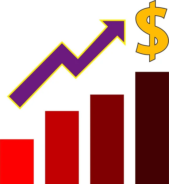 Artan Değer Grafiği Dolar Sembolünün Gösterimi Beyaz Arkaplan — Stok Vektör