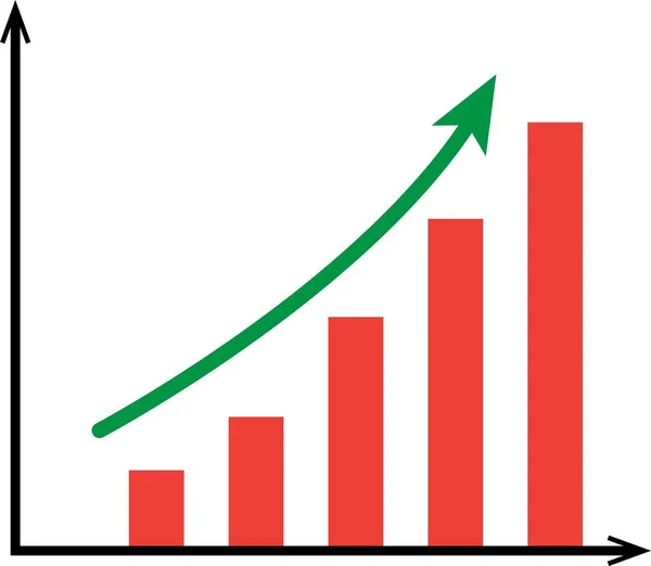 股票市场或企业成长箭头上有成长箭头的条形图 — 图库矢量图片