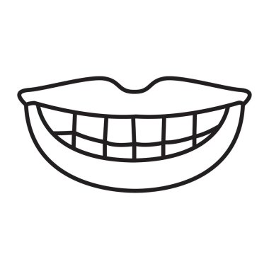 İnsan çenesi ana hatları simgesi. İnsan ağzı, insan dişi vektör çizimi.