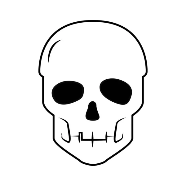 Skull Head Outline Vector Illustration White Background — Stock Vector