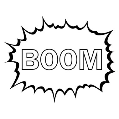 Boom isolated white comic text speech bubble. Halftone vector illustration banner. Vintage comics book poster.
