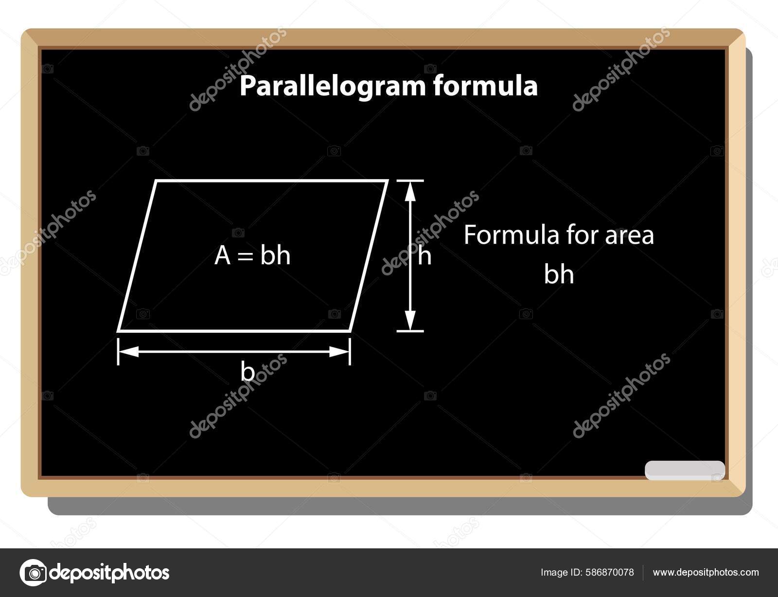 Fórmula Paralelogramo Educación Vectorial Figuras Geométricas Sobre Fondo  Vector Tablero Vector de stock #586870078 de ©20051985, image size:1600x1227