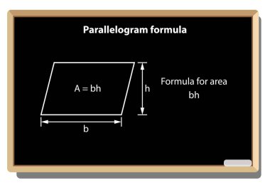 Paralelkenar formülü, Vektör Eğitimi. Siyah okul yönetim kurulu vektör arkaplanı üzerinde Geometrik şekiller.