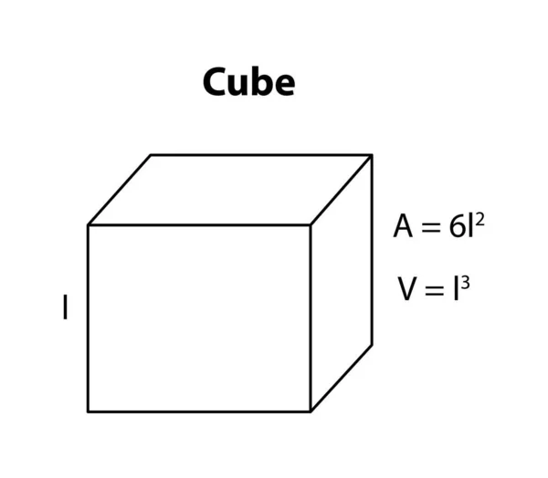Cube Formula Math Geometric Figures Black School Board Vector Background — Vector de stock