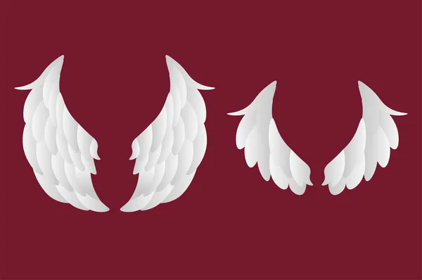 孤立的矢量设计元素 情人节黑暗背景下的天使翅膀 — 图库矢量图片