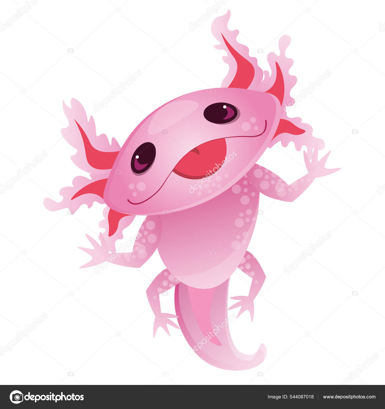 Cute Pink Cartoon Axolotl Wildlife Holiday Spring Decoration Stock ...
