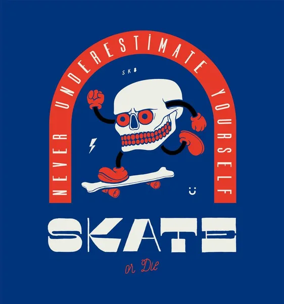 Patinador Cráneos Skateboarding Chino Nativo Americano Carácter Calavera Skate Forma — Vector de stock