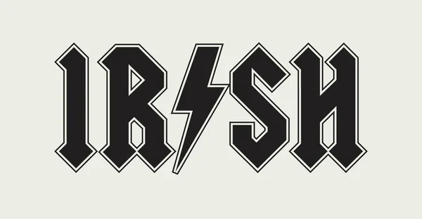 Irish Středověká Typografie Stylu Slavné Rockové Kapely Ročník Typografie Shirt — Stockový vektor