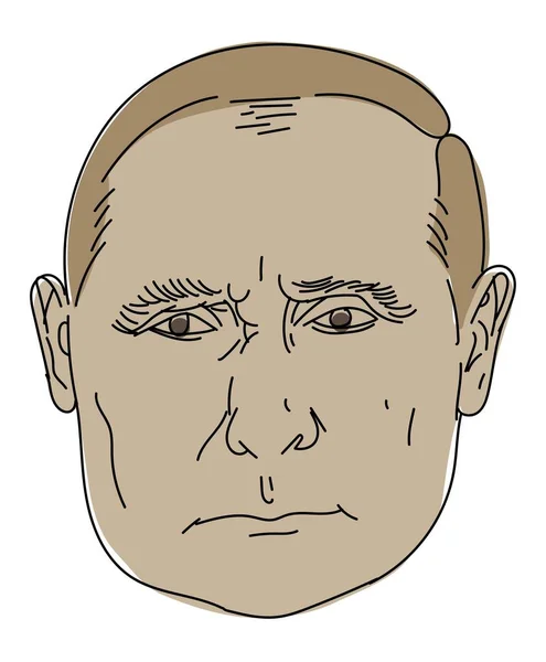 Wütend Wladimir Putin Gesicht Porträt Des Russischen Präsidenten — Stockvektor