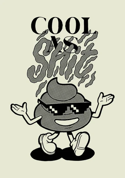 Cool Shit Smiling Poo Character Thug Life Sunglasses Silkscreen Funny — Stockový vektor
