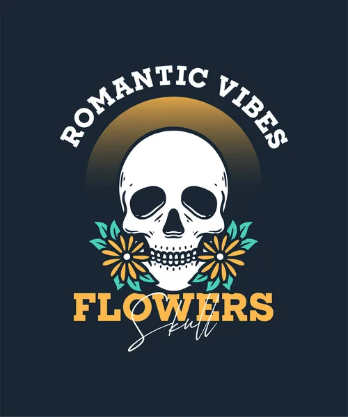 Illustration of Skull with Flower on Summer Holiday