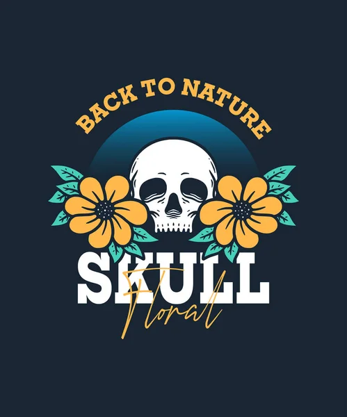 Illustration of Skull with Flower on Summer Holiday