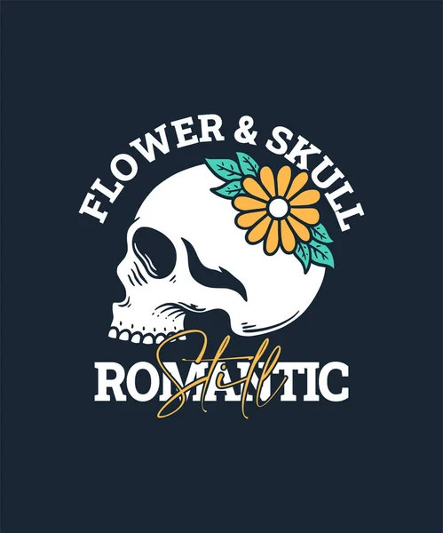 Illustration of Skull with Flower on Summer Holiday