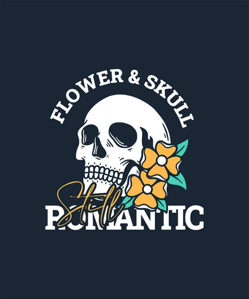 Illustration of Skull with Flower on Summer Holiday