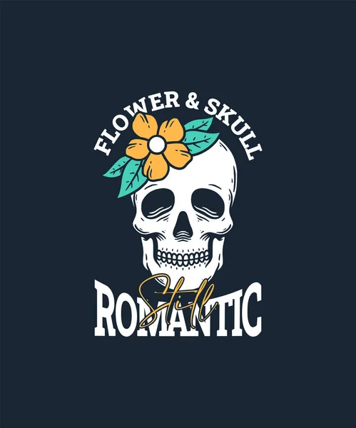 Illustration of Skull with Flower on Summer Holiday