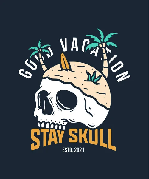 Illustration of Skull with Flower on Summer Holiday