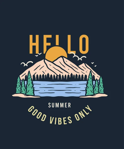 Mountain Camp Adventure  on Summer Holiday Illustration