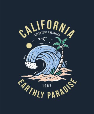 Illustration of Summer Holiday in the Beach and Enjoy The Wave