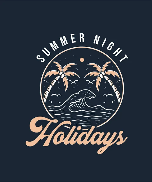 Illustration of Summer Holiday in the Beach and Enjoy The Wave