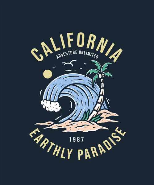 Illustration of Summer Holiday in the Beach and Enjoy The Wave