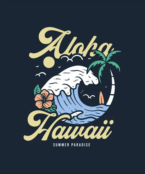 Illustration of Summer Holiday in the Beach and Enjoy The Wave