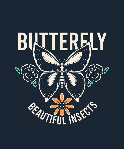 Beautiful Butterfly Illustration with Flower Behind it