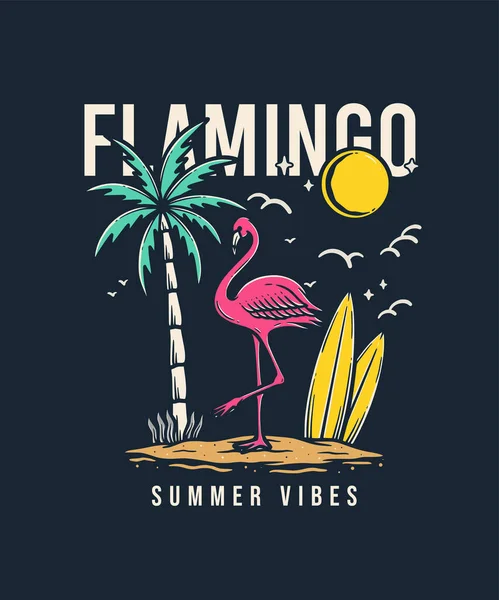 Illustration of Classic Flamingo on Summer Holiday