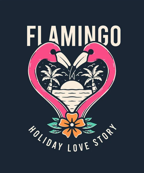 Illustration of Classic Flamingo on Summer Holiday