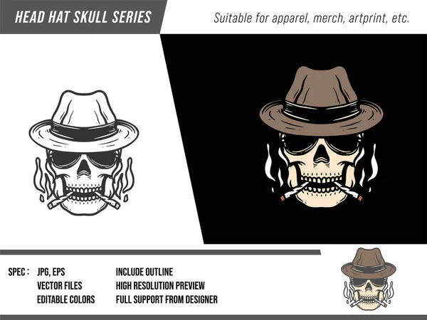 Kurukafa Çizimi Koleksiyonu Baş Şapka Serisi Düzenlenebilir
