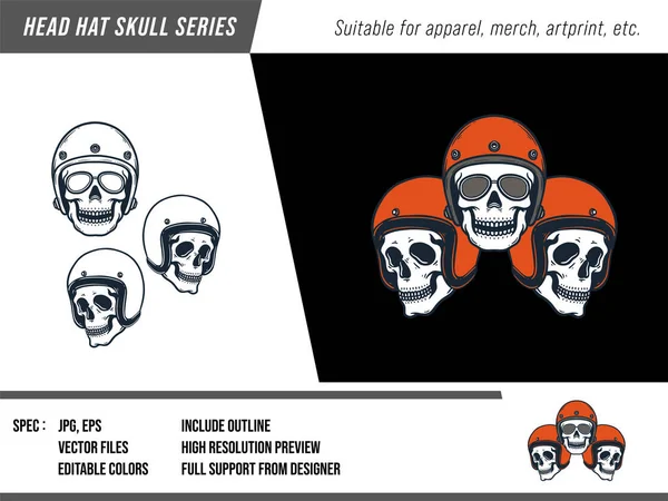 Kurukafa Çizimi Koleksiyonu Baş Şapka Serisi Düzenlenebilir