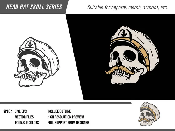 Kurukafa Çizimi Koleksiyonu Baş Şapka Serisi Düzenlenebilir