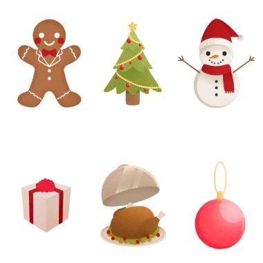 suluboya noel ögeleri koleksiyonu beyaz arkaplanda izole edildi