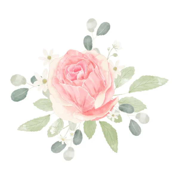 Rose Pastel Aquarelle Rose Bouquet Fleurs Arrangement — Image vectorielle