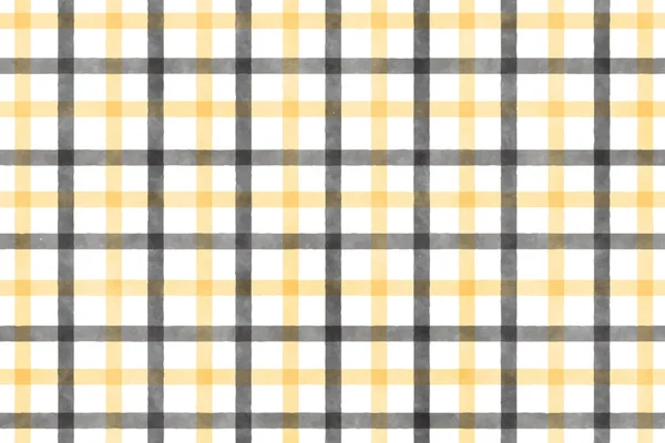 Black Yellow Watercolor Plaid Repeat Seamless Pattern — 스톡 벡터