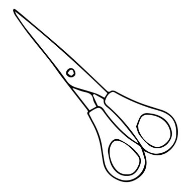 Makasın vektör görüntüsü. Siyah taslak, karalama. Logo.