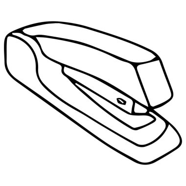 Ofis için zımbanın vektör görüntüsü. Siyah taslak, karalama. Logo. Çarşafların perhizi.