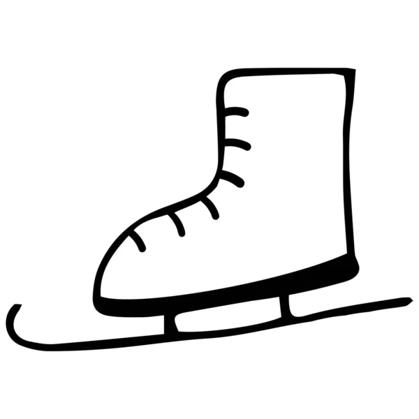 Logo One Skate Black Outline Doodles Winter Illustration Figure Skating — Stock Vector