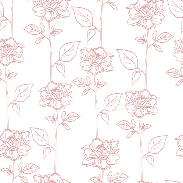 Vektornahtloses Muster Einer Rosenblüte Mit Blättern Botanische Illustration Design Für — Stockvektor
