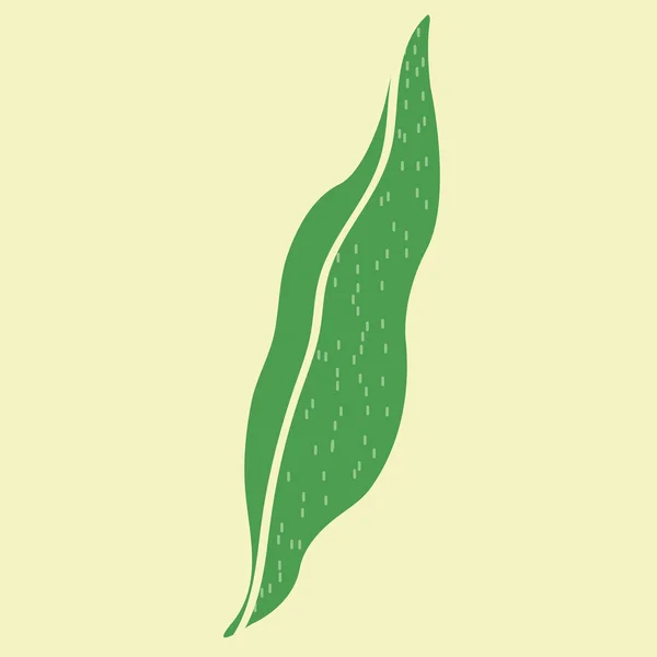 ベージュ地に緑のレモンの木の葉のベクトルイラスト — ストックベクタ