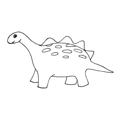 Beyaz arkaplan üzerinde Doodle dinozoru. Vector dinozoru çocuk çizimleri, tekstil ve boyama kitapları için kullanılabilir..