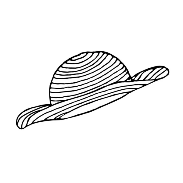 Gekritzelter Hut Auf Weißem Hintergrund Vector Kopfbedeckung Kann Sommerdesigns Verwendet — Stockvektor